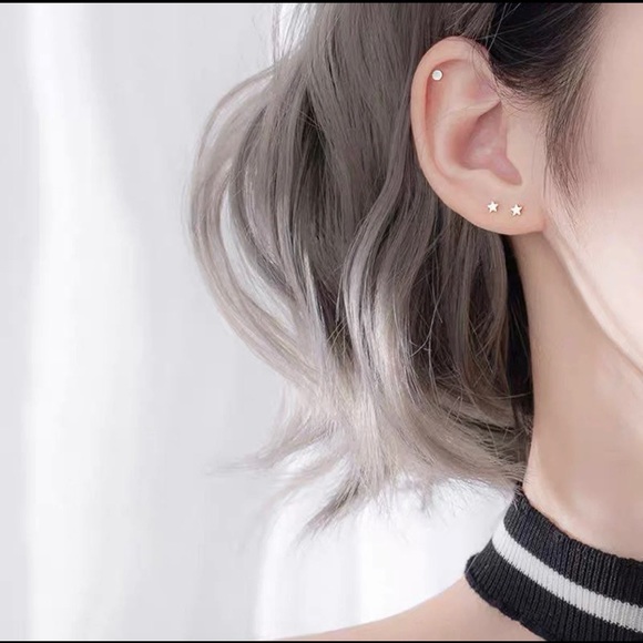 14K Plated Solid 925 Silver Stud Earrings -SS013 - Picture 6 of 8